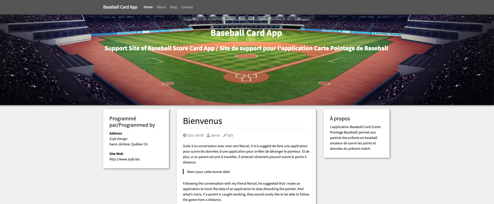 Site Carte Pointage Baseball